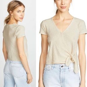 Madewell Off White Faux Wrap Semi Cropped Top